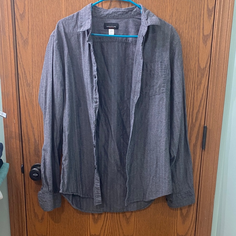Structure Men's Gray Casual Button Down Shirt